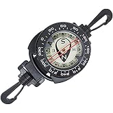 Scuba Choice Diving Dive Compass with Retractable Clip &ndash; Glow-in-the-Dark Compass, 7" to 31.5" Extendable Retractor, Perfect for BCD or Gear Attachment, Easy-to-Read Underwater Navigation Tool
