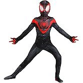 Boy's Marvel Miles Morales Black Zentai Suit Costume - Spider-Man Black & Red Game Version Jumpsuit