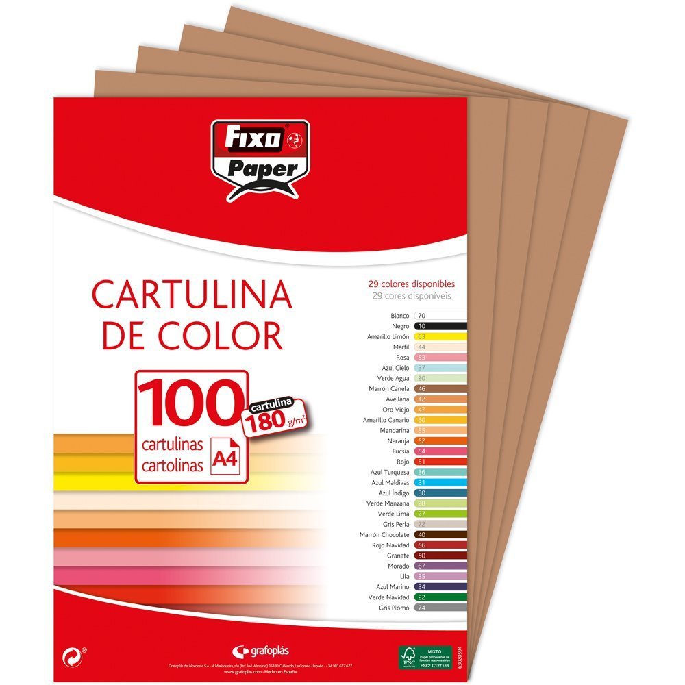 Fixo Paper 11110446 – Pack of 100 A4 Cards Cinnamon Brown 180 g