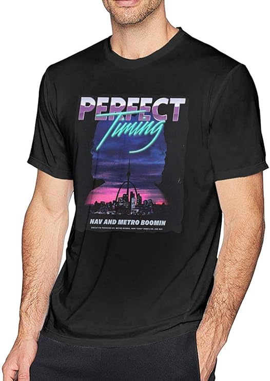 Mens NAV Perfect Timing Graphic Logo Black T Shirt Short