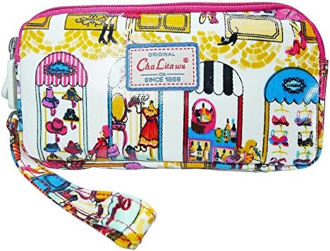 BDJ Multi-function Printed Oil-Coat Fabric Bag Wristlet Purse Wallet Pouch, Shopping Window