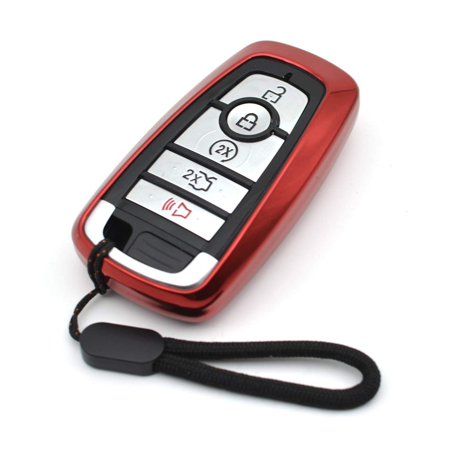 Fit for Ford Edge Mustang Explorer Bronco Escape Expedition Maverick F-150 Lightning F-250 F-350 F-450 F-550 Super Duty F-650 F-750 Red TPU Key Fob Cover Case Holder Protector Accessories
