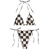 ZAFUL Womens Printed Triangle Bikinis 2 Piece Halter Bikini Sets High Cut Bathing Suit Side Tie Swimsuits