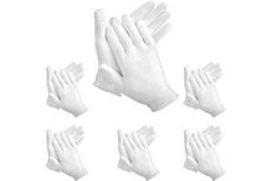 White Cotton Gloves, 12 Pairs, Suitable for Dry Hand moisturizing Cosmetics, Hand Hydrotherapy, Jewelry Coin Inspection, Exam