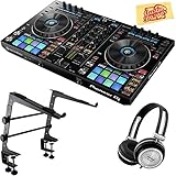 Pioneer DDJ-RR Portable 2-Channel Controller for Rekordbox DJ Bundle with Stand, Headphones, and Austin Bazaar Polishing Cloth