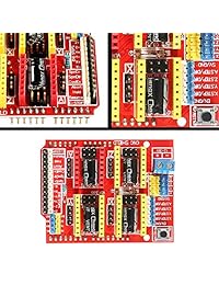 Impresora 3D CNC Shield V3.0 placa de expansión máquina de grabado 3D impresa + 4 piezas DRV8825 motor paso a paso con disipador de calor + UNO R3 placa con cable USB para Arduino UNO R3 3D impresora piezas Stepstick Kit
