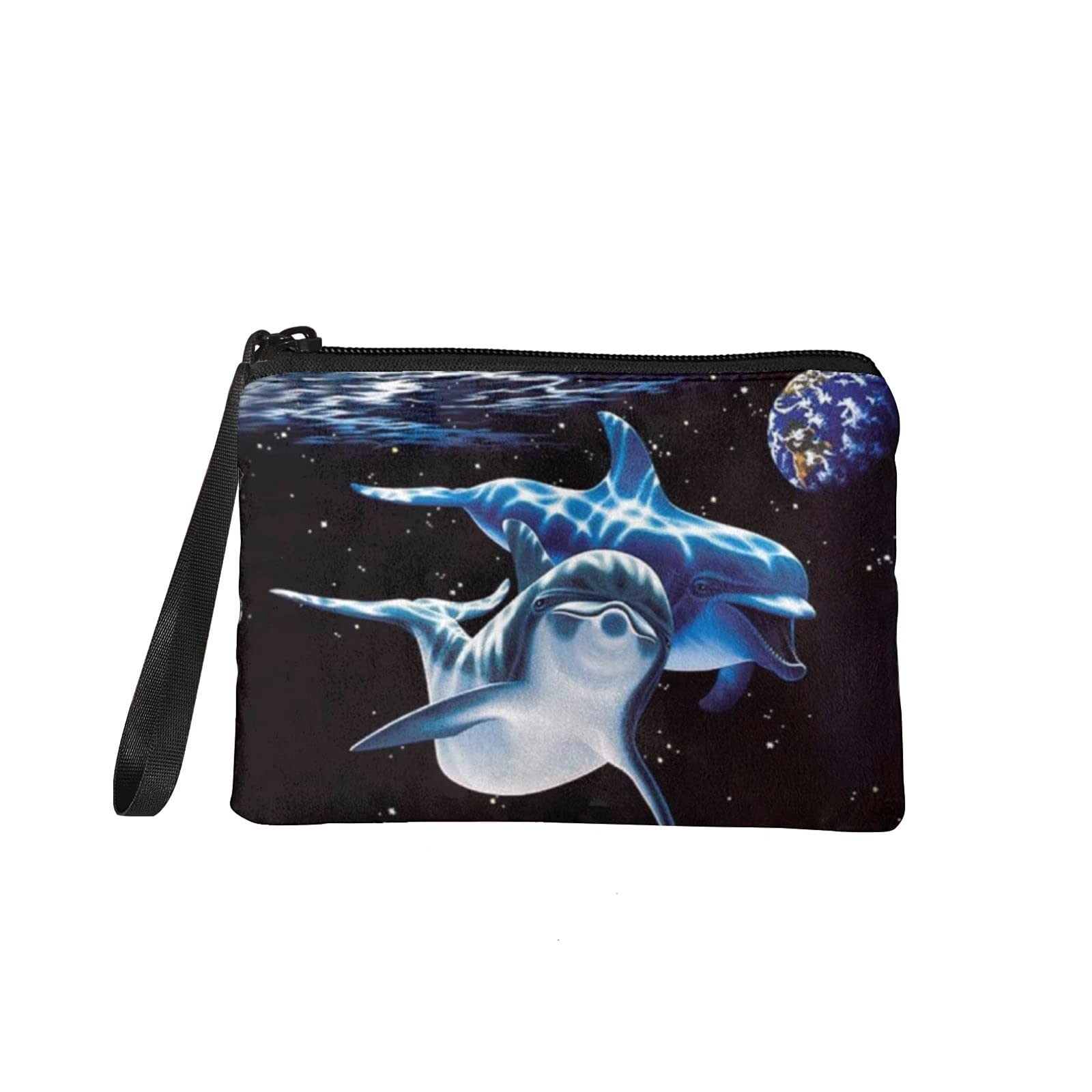 Pizding Women Wallet Zip Around with Sea Dolphins Pattern Handbag Durable Purse Cosmetics Bags for Womens Ladies, Whales, D82-10