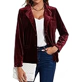 MINTLIMIT Velvet Blazer for Women Casual Work Office Long Sleeve Notched Lapel Button Blazer Jacket with Pockets Outerwear