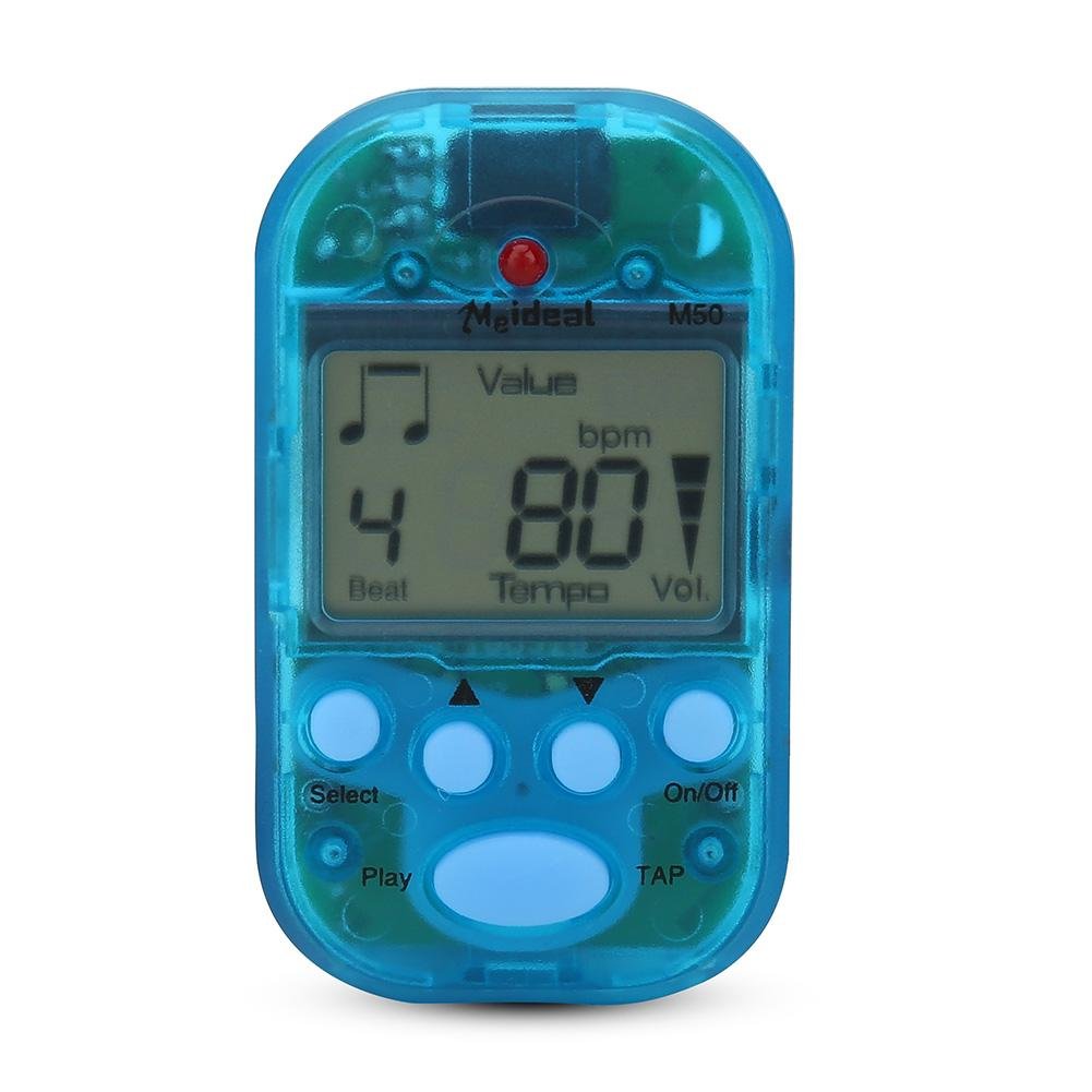 Portable Mini Metronome Multi-functional Clip-On Digital Beat Tempo Metronome for Piano, Violin, Guitar, Trap Drum (Blue)