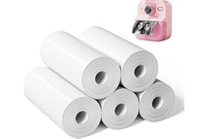 5 Rolls Kids Camera Paper Roll Refill - 2 Inch Black on White Photo Papers Compatible with ESOXOFFORE/memoking T02 / phomemo T02/ Liscuty P02- Thermal Printing - Ideal for Ages 3-15