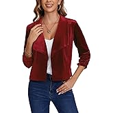 LADI TREND Womens Velvet Blazer Shawl Collar 3/4 Ruched Sleeve Open Front Business Work Casual Jackets