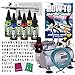 PointZero Complete Temporary Tattoo Airbrush Set - 6 Color 100 Stencil Kit