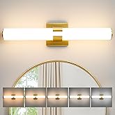 AIJIASI Bathroom Vanity Light Fixtures Over Mirror - 22.8 Inch Gold Bathroom Light Fixtures with Acrylic Shade 18W Dimmable 5