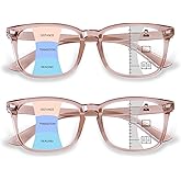 OPTOFENDY Progressive Multifocal Reading Glasses for Women Men, Anti Glare/Eyestrain Blue Light Blocking Computer Readers