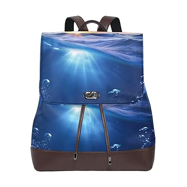 FriendLy PU Leather Shoulder Bag,Underwater World Nature Backpack,Portable Travel School Rucksack,Satchel with Top Handle