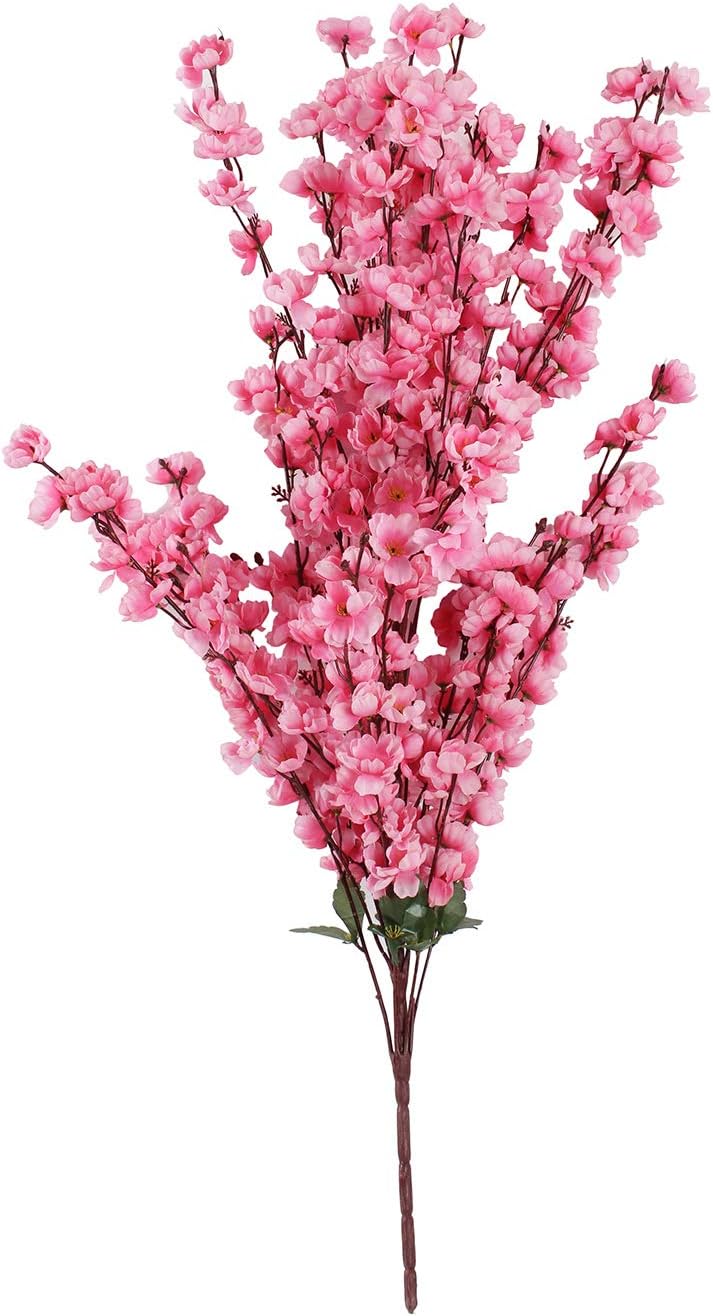 Fourwalls Artificial Fabric Cherry Blossom Flower Plant Without Pot (100 cm Tall, Light Pink)