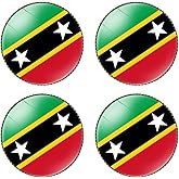 HSQCEZ 4 Pcs St. Kitts and Nevis Flag Pin Round 1 Inch, Lapel Pins Souvenir Badge for Hat Clothes Backpack ,Saint Kitts and Nevis Flag Brooch Accessories Party Favors,Patriotic Pin Accessories for Men/Women