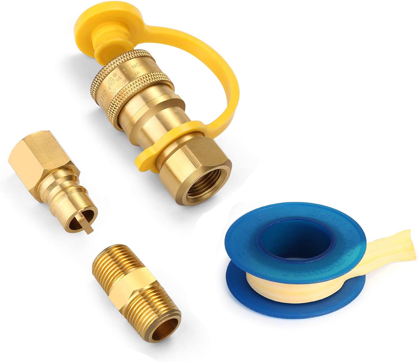 WADEO 3/8 Inch Natural Gas Quick Connect Fittings, LP Gas Propane Hose Quick Disconnect Kit, 3/8 Inch Male Pipe Thread x 3/8 inch Female Pipe Thread, Portable and Suitable for BBQ Grills