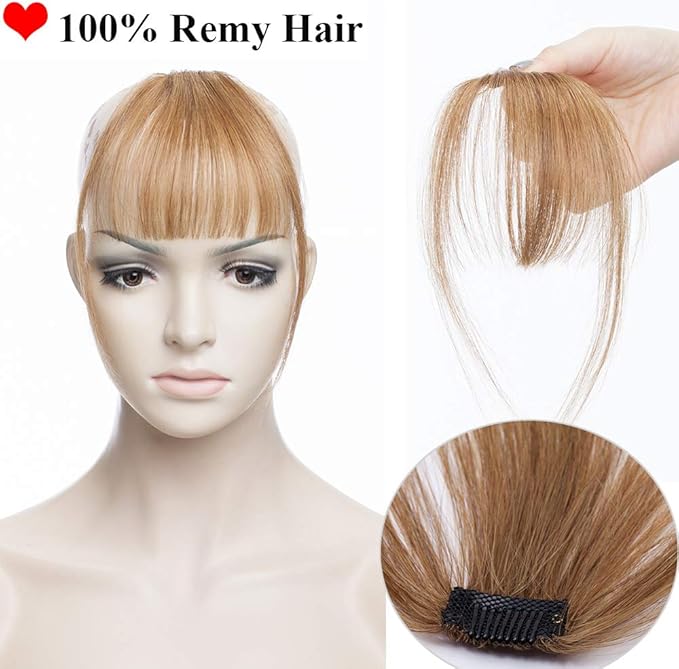 Clip in Fringe Hair Piece Remy Human Hair 100 Real [Light Bangs] One Piece Clip in Hair