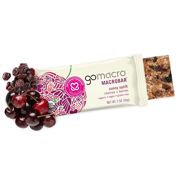 GOMACRO MACROBAR ORGANIC VEGAN SNACK BARS – CHERRIES + BERRIES (2.0 OUNCE BARS, 12 COUNT)