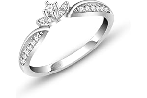 JunyiDIY Vintage Elegant 925 Silver Half Eternity Crown Ring with Sparkling Cubic Zirconia Stones for Women - Fashion WCrown 