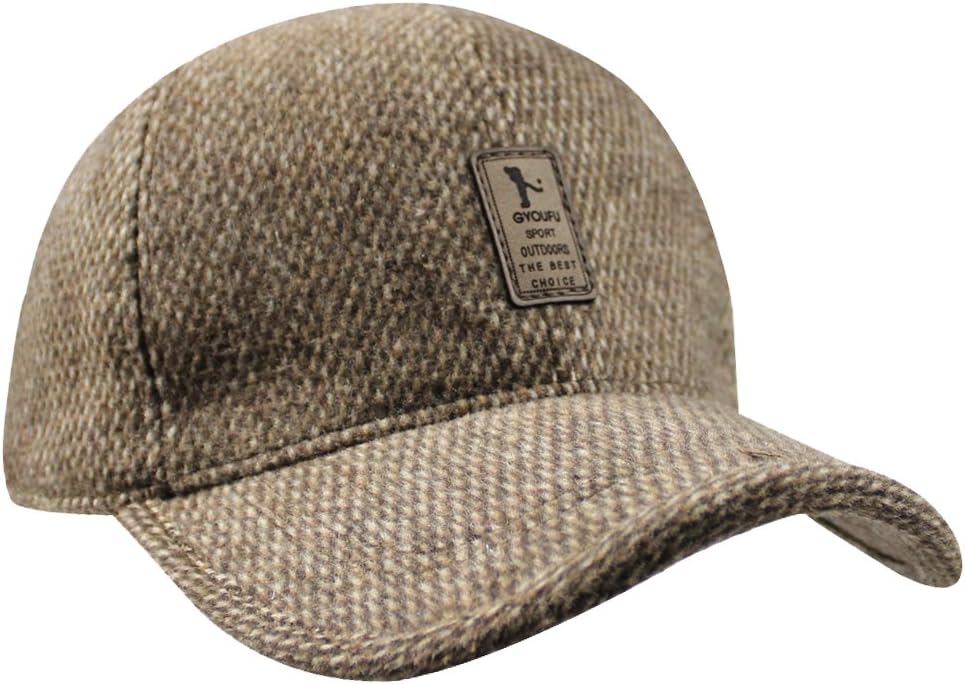 eYourlife2012Men's Winter Wool Fleece Faux Fur Peaked Baseball Cap Hat with Fold Ear Warmer
