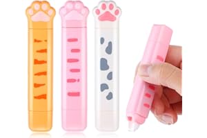 Bewudy 3 Pcs White Out Correction Tape 2 in 1 Double Head Dual Use, Cat Paw Shaped Correction Tape and Roller Double Sided Dispensing Glue Combo, for Kids Students Office School Supplies