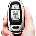 Tukellen for Audi Key Fob Cover Case,Premium Soft TPU 360 Degree Full Protection Key Shell Key Case Compatible with Audi R8 Q5 Q7 S3 S4 S5 S6 S7 S8 SQ5 RS5 RS7 A4 A5 A6 A7 A8 Keyless Entry (Silver)