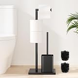 Susswiff Stainless Steel Free Standing Toilet Roll Holder with Brush