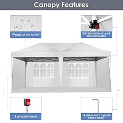 TOOLUCK Canopy 10x20 Pop Up Canopy Tent with 4