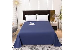JUWENIN HOME Flat Sheet Only-Luxury Brushed Microfiber Bed Top Sheet,Wrinkle, Fade Resistant-1 Pack (Navy, 1 Flat Sheet(Queen))