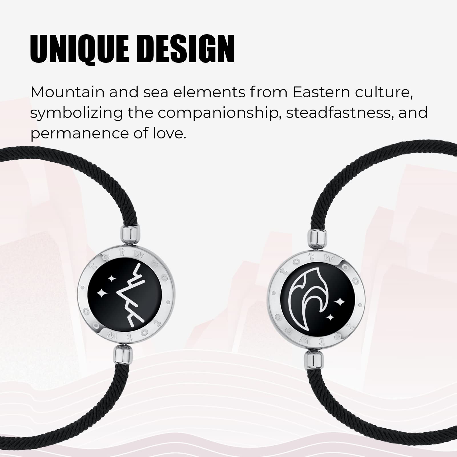 TOTWOO Long Distance Touch Bracelets for Couples, Vibration & Light up for Love Couples Bracelets | Long Distance Relationship Gifts for Girlfriend Bluetooth Pairing Jewelry