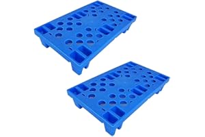 RHFUGBOJ Plastic Pallet, 2pcs Lightweight Nestable Blue Polyethylene Pallets, Mini Moisture-Proof Floor Pallet, for Restaurant Kitchens Shops Supermarket Basement Storage Warehouse L 19.6" x W 11.8"x H 3.9"