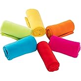 CAI TENG Fleece Throw Blankets Lightweight Warm Soft Cozy Pet-Friendly Bulk Fleece Throw Blanket Kids Solid for Home Bed, Sofa, Dorm, Office, Gifts, Outdoor Couch (Multicolor, Pack of 6-50 x 60 inch)