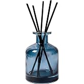 150ml/5oz Glossy Blue Modern Decorative Glass Diffuser Bottle, Empty Refillable Reed Diffuser Replacement Jar, Small Bud Vase Aromatherapy Container for DIY Fragrance Home Office Decor