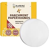 Katbite 7 Inch 200Pcs Parchment Paper Rounds Heavy Duty 45gsm (8 Sizes 4”-12") - Thick Baking Liners for Cookies, Air Fryer -