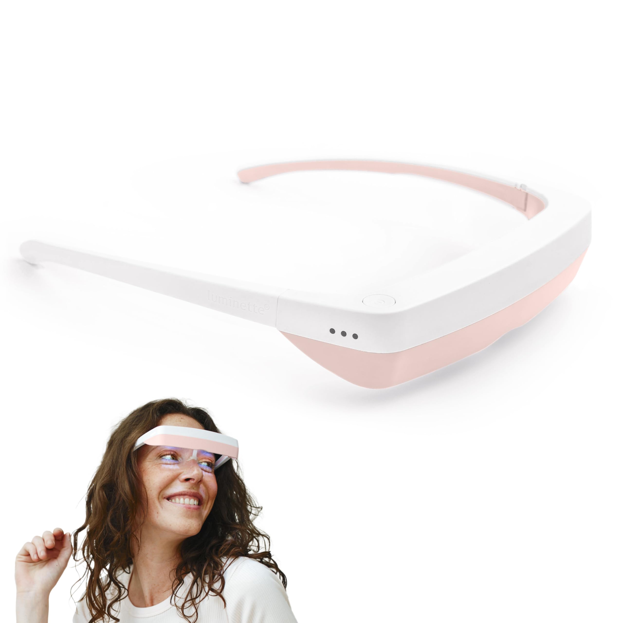 Luminette 3 Light Therapy Glasses - Wearable Light Therapy Lamp - Blue Enriched White LED Sun Lamp - Natural Relief for Sleep Problems & Jet Lag (Pink)
