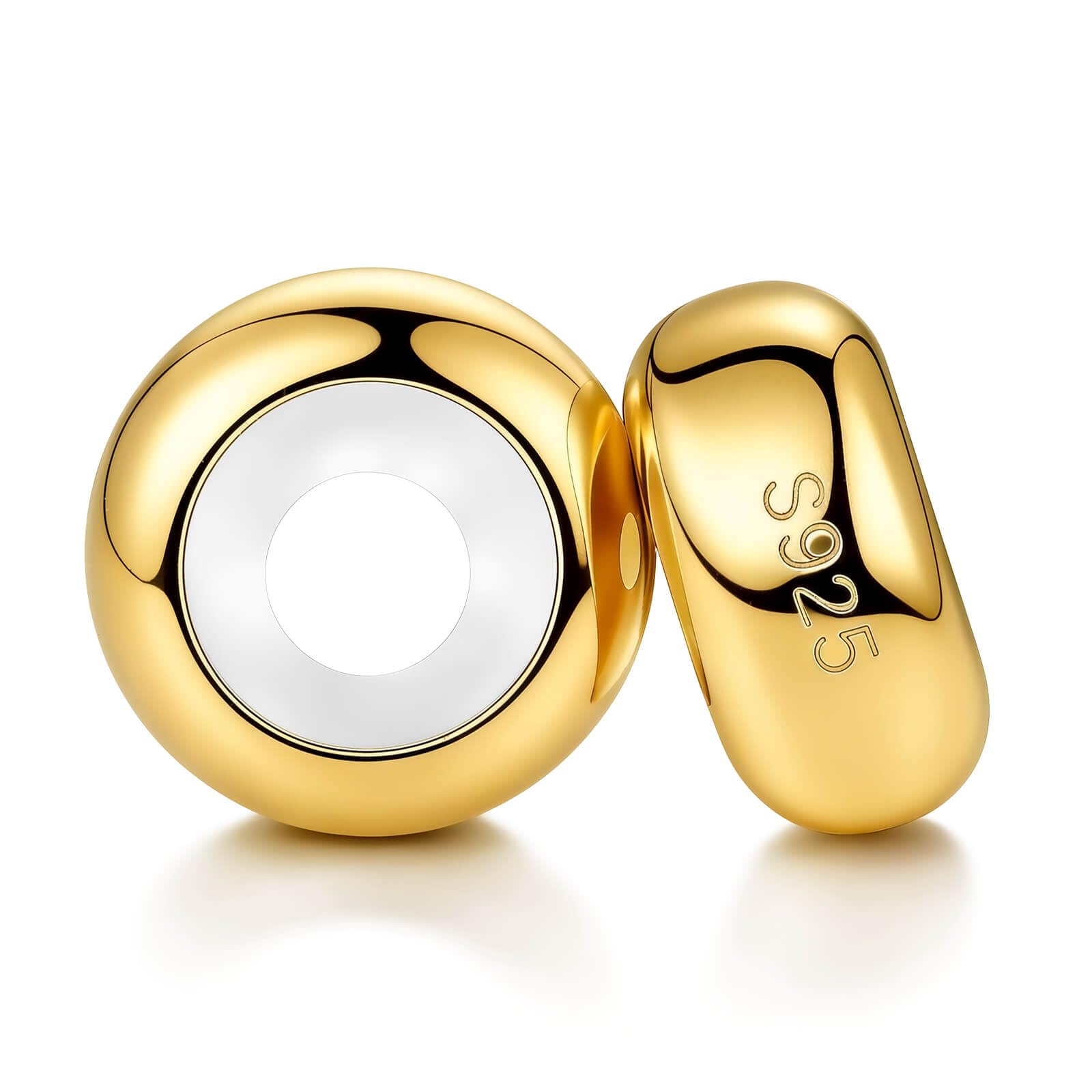 LOVANS 925 Sterling Silver 2 PCS Rubber Spacer Stopper Bead for European Bracelets (Gold)
