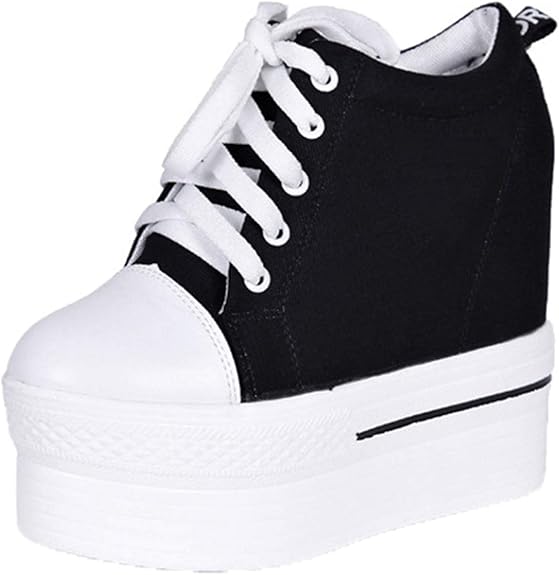 Jwans Women Platform Canvas Shoes Breathable Anti Slip High Top Lace up