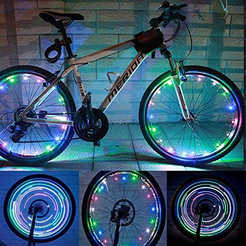 MrPower Super Bright 20-LED Bicycle Bike Rim Lights - Personalized LED Colorful Wheel Lights - Perfect for Safety and Fun - Easy to Install - Blue Green Red Pink White Multicolore