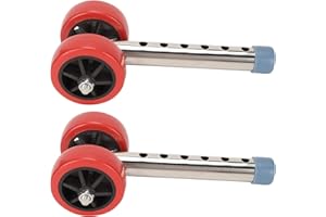 Hapivida Walker Wheels Replacement Kit Heavy Duty Universal Fit, 6 Adjustable Heights Stainless Steel Wheels with Sturdy Ski 