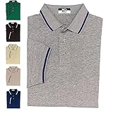 KC SPORT® Men's Golf Short Sleeve Solid Polo Shirt with Striped Collar Cuffs