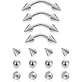 Wrlcorly Eyebrow Piercing Jewelry 16G Surgical Steel Curved Barbell Tiny Eyebrow Ring Vertical Labret Lip Rook Helix Conch Daith Earring Navel Belly Button Tongue Rings for Women Men 6mm/8mm/10mm/12mm