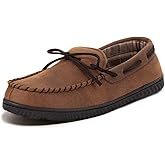 ULTRAIDEAS Men's Luke Moccasin Slippers Memory Foam Cozy House Slippers, Warm Comfy Slippers for Men, Indoor Outdoor Loafer Anti-Slip Home Shoes