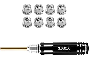INJORA Custom M2 3.0 Stainless Steel Wheel Nuts and 3.0 Box Nut Driver Tool Set for 1/30 Axial SCX30