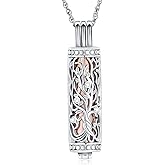 shajwo Cylinder Cremation Jewelry Tree of Life Urn Ashes Necklace for Women Men Vial Cremation Ash Pendant Loved One Memorial Jewelry