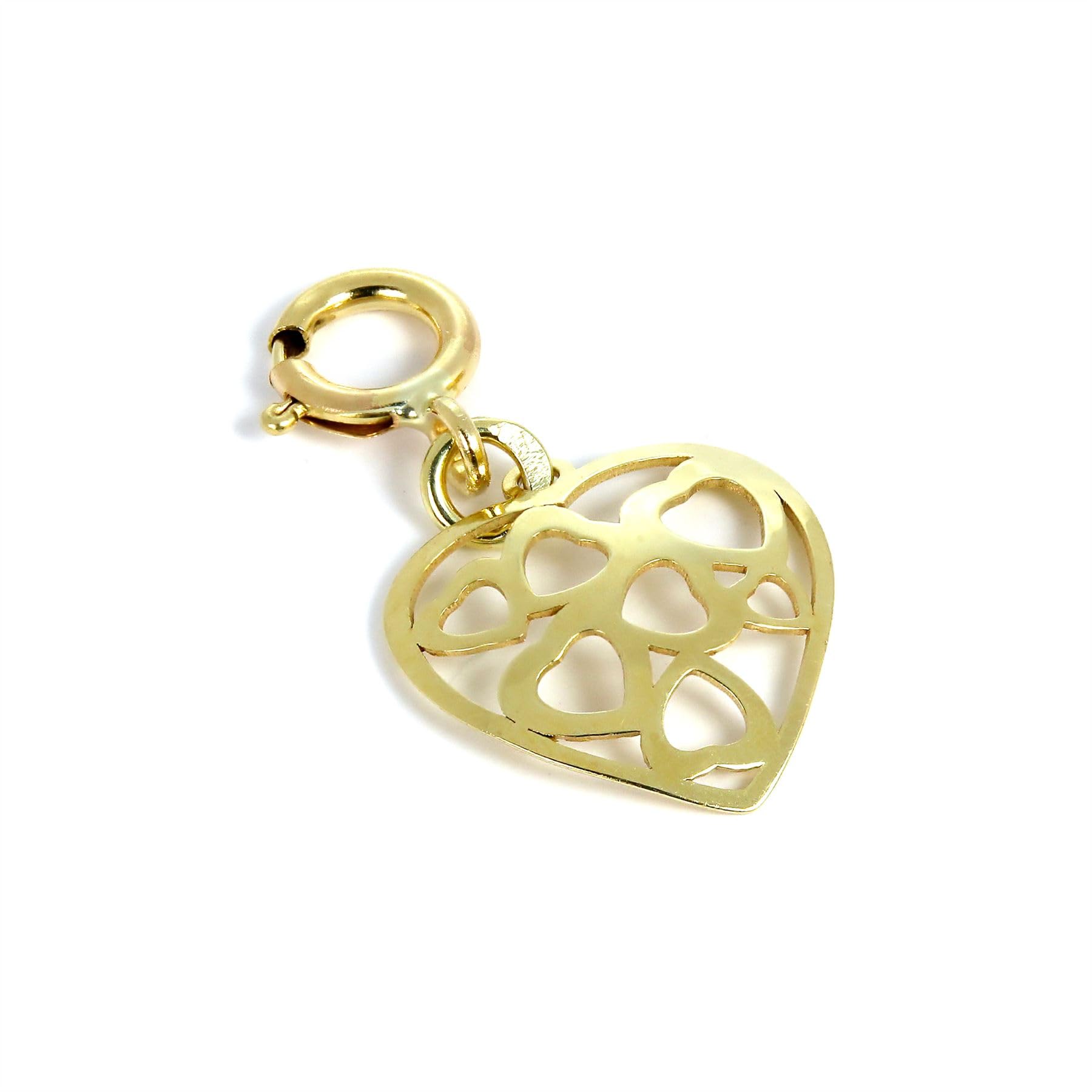jewellerybox 9ct Gold Open Hearts in Heart Clip on Charm