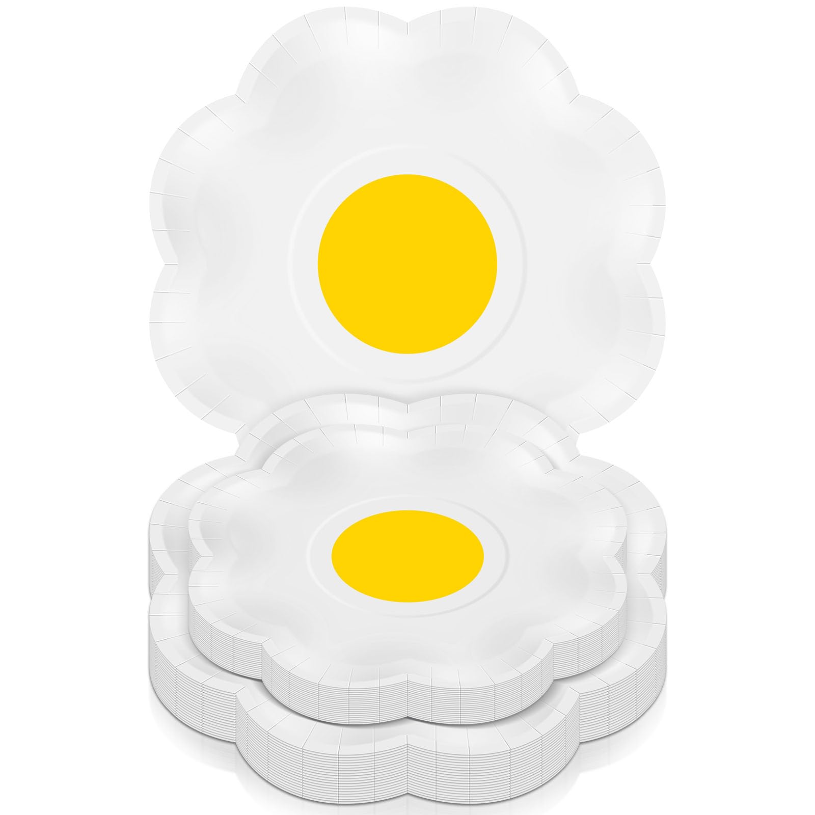 Photo 1 of Pasimy 64 Pcs Daisy Party Plates Groovy Daisy Flower Paper Plates Set 9 Inch Dinner Plates 7 Inch Dessert Plates Disposable Boho White Daisy Food Tray for Hippie Birthday Baby Shower Party Tableware