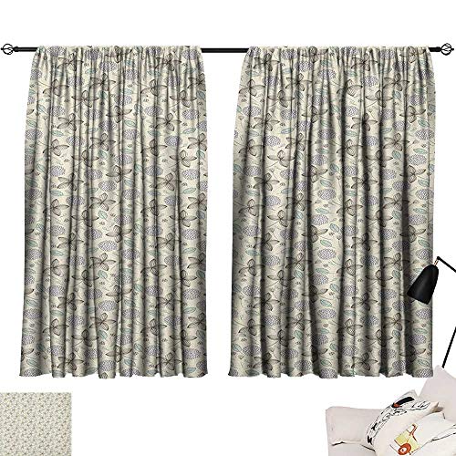 Doodle Pop Darkening Curtains Flower Composition With Line Art