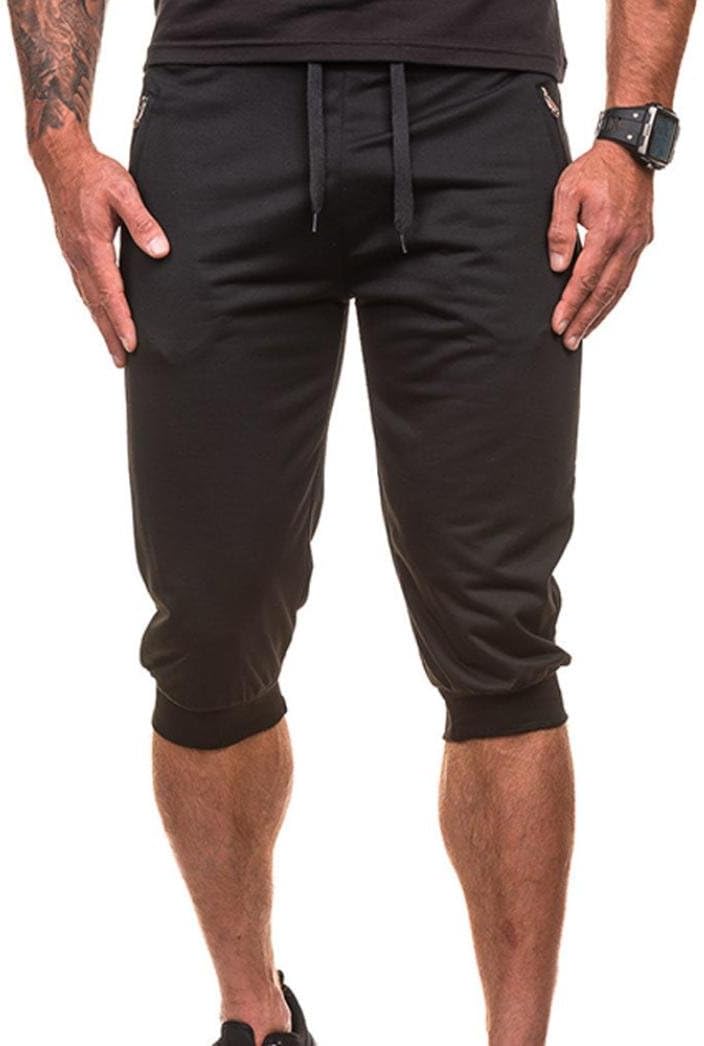 Jogger Shorts for Men, Summer Mens Sport Sweatpants Shorts 3/4 Jogging Gym Soft Cotton Casual Trousers Breathable